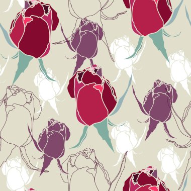 Çiçek seamless modeli. Vektör arka plan çiçekler ile. Tekstil, kumaş, Hediyelik eşya, ambalaj ve tebrik kartları için resimler el çekilmiş.