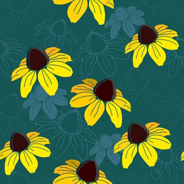 Patrón sin costura floral. Fondo vectorial con flores. Obras de arte dibujadas a mano para textiles, telas, recuerdos, embalajes y tarjetas de felicitación . — Archivo Imágenes Vectoriales