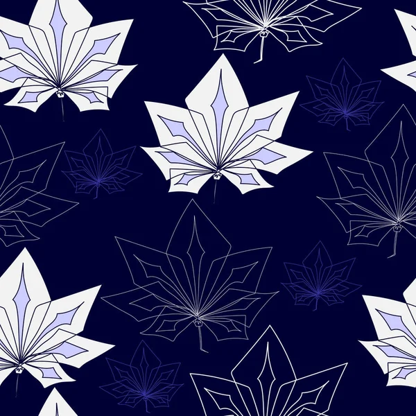 Patrón sin costuras con flores blancas sobre un fondo azul. Textura floral dibujada a mano . — Vector de stock