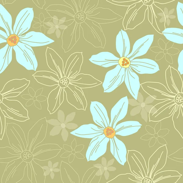 Motif floral sans couture. Fond vectoriel avec des fleurs. Oeuvres d'art dessinées à la main pour textiles, tissus, souvenirs, emballages et cartes de vœux . — Image vectorielle