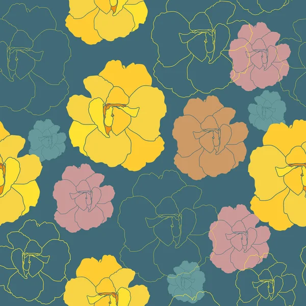 Patrón sin costura floral. Fondo vectorial con flores. Obras de arte dibujadas a mano para textiles, telas, recuerdos, embalajes y tarjetas de felicitación . — Vector de stock