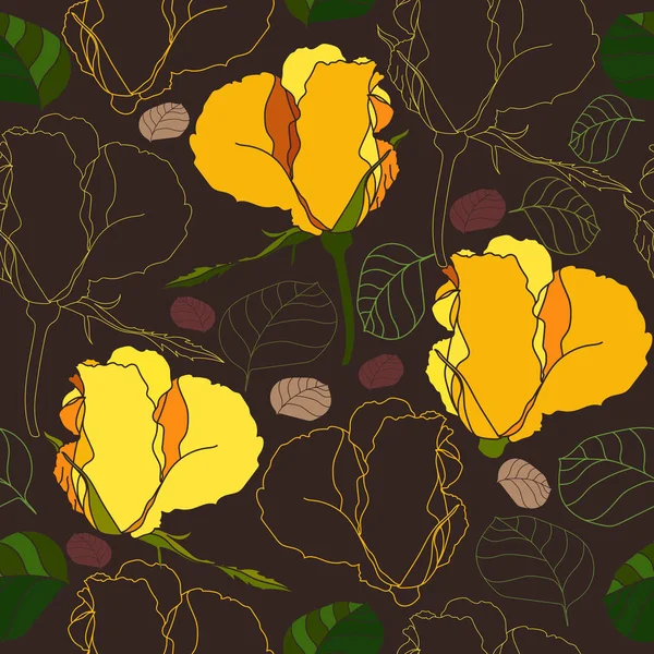 Patrón sin costura floral. Fondo vectorial con flores. Obras de arte dibujadas a mano para textiles, telas, recuerdos, embalajes y tarjetas de felicitación . — Archivo Imágenes Vectoriales