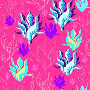 Çiçek seamless modeli. Vektör arka plan çiçekler ile. Tekstil, kumaş, Hediyelik eşya, ambalaj ve tebrik kartları için resimler el çekilmiş.