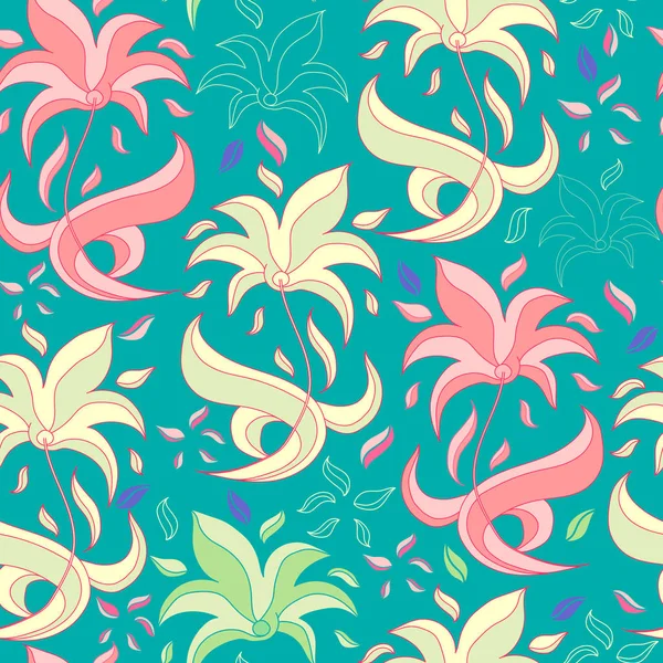 Florales nahtloses Muster. Vektor Hintergrund mit Blumen. Handgezeichnete Kunstwerke für Textilien, Stoffe, Souvenirs, Verpackungen und Grußkarten. — Stockvektor