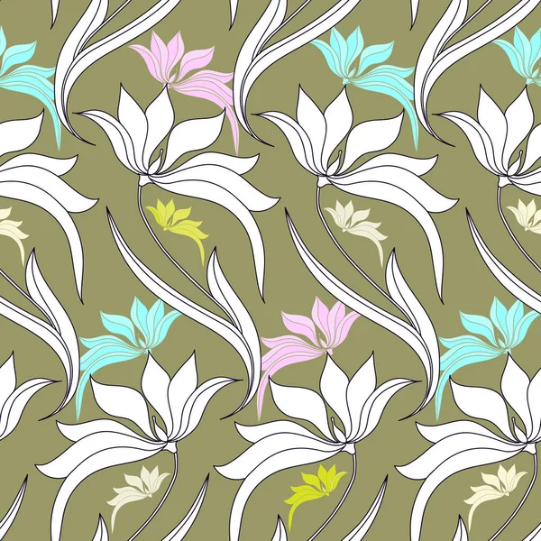 Motif floral sans couture. Fond vectoriel avec des fleurs. Oeuvres d'art dessinées à la main pour textiles, tissus, souvenirs, emballages et cartes de vœux . — Image vectorielle