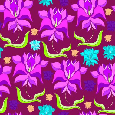 Çiçek seamless modeli. Vektör arka plan çiçekler ile. Tekstil, kumaş, Hediyelik eşya, ambalaj ve tebrik kartları için resimler el çekilmiş.