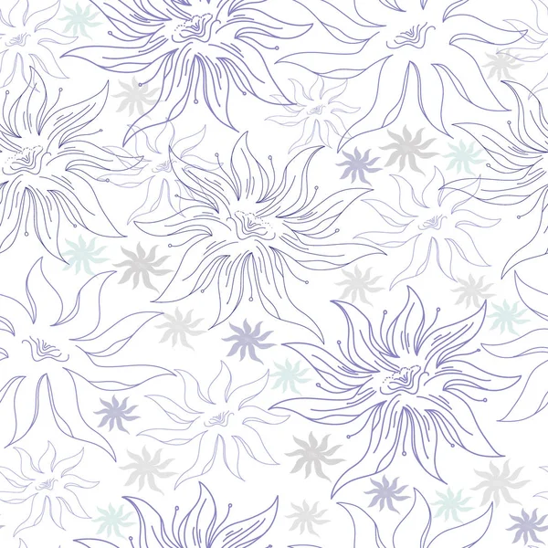 Patrón sin costura floral. Fondo vectorial con flores. Obras de arte dibujadas a mano para textiles, telas, recuerdos, embalajes y tarjetas de felicitación . — Vector de stock