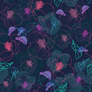 Çiçek seamless modeli. Vektör arka plan çiçekler ile. Tekstil, kumaş, Hediyelik eşya, ambalaj ve tebrik kartları için resimler el çekilmiş.