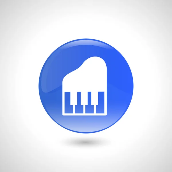 Botão redondo azul com ícone de piano para web design . — Vetor de Stock