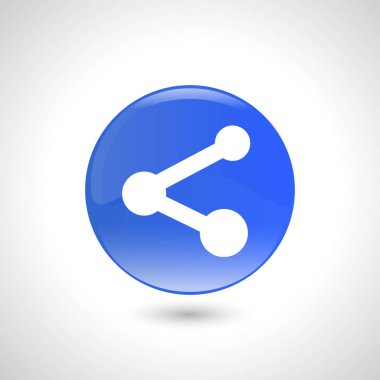 Mavi yuvarlak düğmesi ile bağlantı simgesi web tasarımı için.