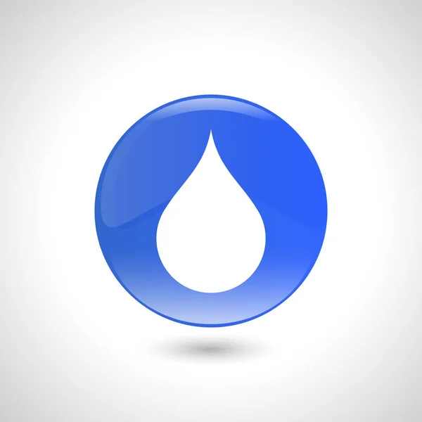 Niebieski okrągły przycisk z ikoną drop dla web design. — Wektor stockowy
