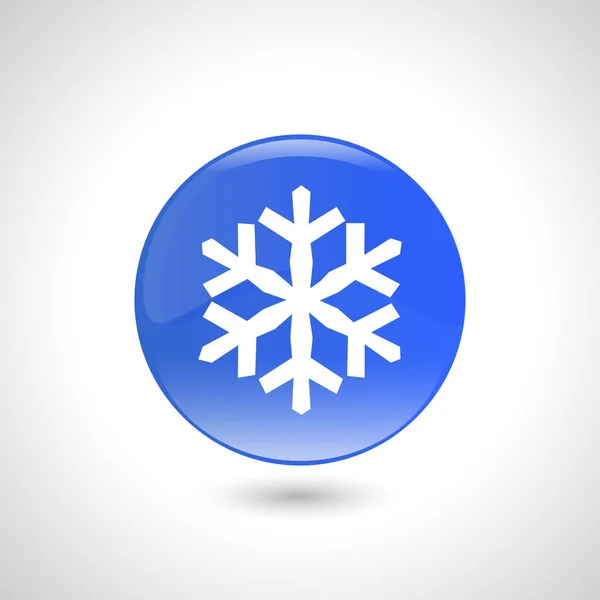 Blue round button with snowflake icon for web design. — Stock Vector