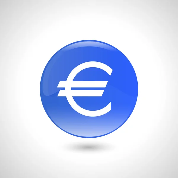 Botón redondo azul con icono euro para diseño web . — Vector de stock