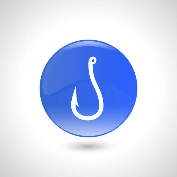Botón redondo azul con icono de gancho para diseño web . — Vector de stock