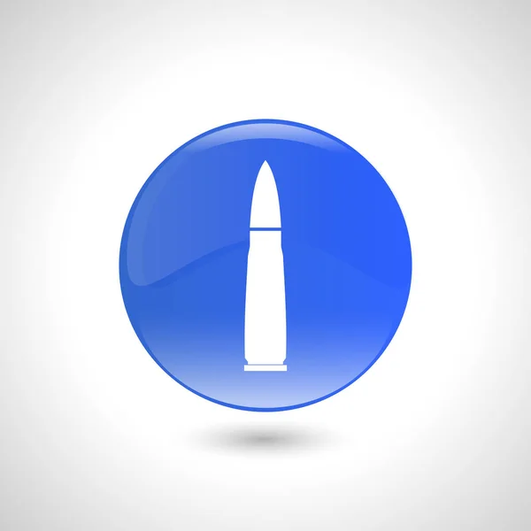Botão redondo azul com ícone de bala para web design . — Vetor de Stock