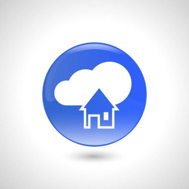 Web tasarımı için ev simgesini mavi yuvarlak düğmesi.