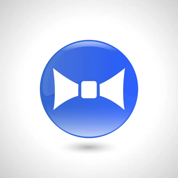 Web デザインの蝶ネクタイ アイコンで青い丸いボタン. — ストックベクタ