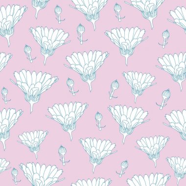 Çiçek seamless modeli. Vektör arka plan çiçekler ile. Tekstil, kumaş, Hediyelik eşya, ambalaj ve tebrik kartları için resimler el çekilmiş.