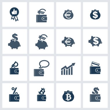 Para Icon set. Tasarım öğeleri koleksiyonu. İş, finans, bankacılık için vektör logo.