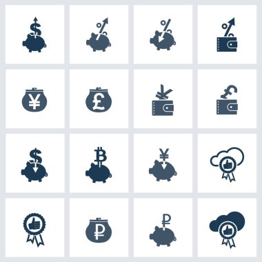 Para Icon set. Tasarım öğeleri koleksiyonu. İş, finans, bankacılık için vektör logo.