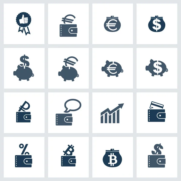 Money icon set. Design elements collection. Vector logo for business, finance, banking. — Stock Vector