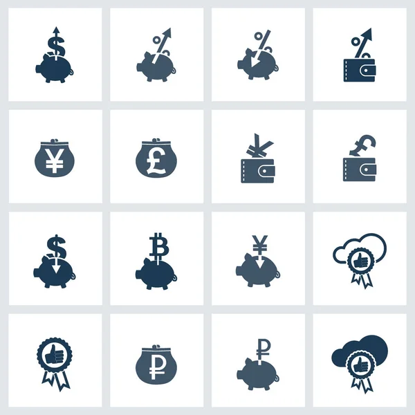 Money icon set. Design elements collection. Vector logo for business, finance, banking. — Stock Vector