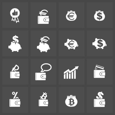 Para Icon set. Tasarım öğeleri koleksiyonu. İş, finans, bankacılık için vektör logo.