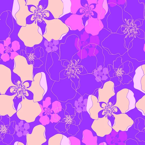 Квітковий безшовний візерунок. Векторний фон з квітами. Ручна графіка для текстилю, тканин, сувенірів, упаковки та вітальних листівок . — стоковий вектор