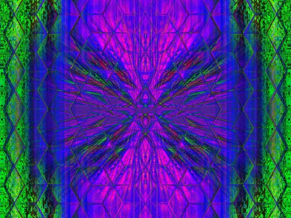 Digitale Effecten Neon Gloed Symmetrie Reflectie Feestelijke Versiering Abstracte Wazige — Stockfoto