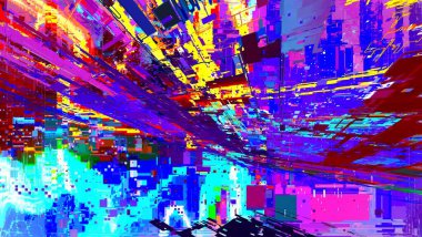 Renkli soyut desen. Dijital efektler. Poster, broşür, el ilanı ve kart için yaratıcı grafik tasarımı. Eşsiz duvar kâğıdı. Ağ, kumaş ve not defteri kapağı için arkaplan.