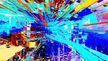 Renkli soyut desen. Dijital efektler. Poster, broşür, el ilanı ve kart için yaratıcı grafik tasarımı. Eşsiz duvar kâğıdı. Ağ, kumaş ve not defteri kapağı için arkaplan.