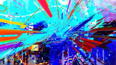 Renkli soyut desen. Dijital efektler. Poster, broşür, el ilanı ve kart için yaratıcı grafik tasarımı. Eşsiz duvar kâğıdı. Ağ, kumaş ve not defteri kapağı için arkaplan.