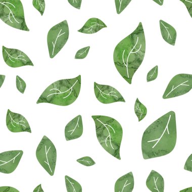 Beyaz arka planda yaprakları olan kusursuz desenler. Kağıt, kapak, kumaş, iç dekorasyon için vektör tasarımı