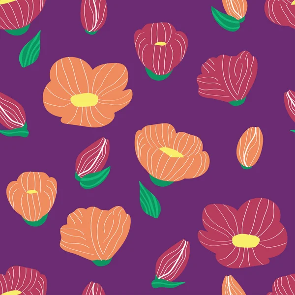Florales Nahtloses Muster Aus Blumen Und Knospen Für Textilien Und — Stockvektor