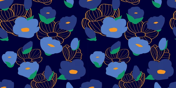 Patrón Sin Costura Floral Flores Brotes Para Textil Fondo Flores — Vector de stock