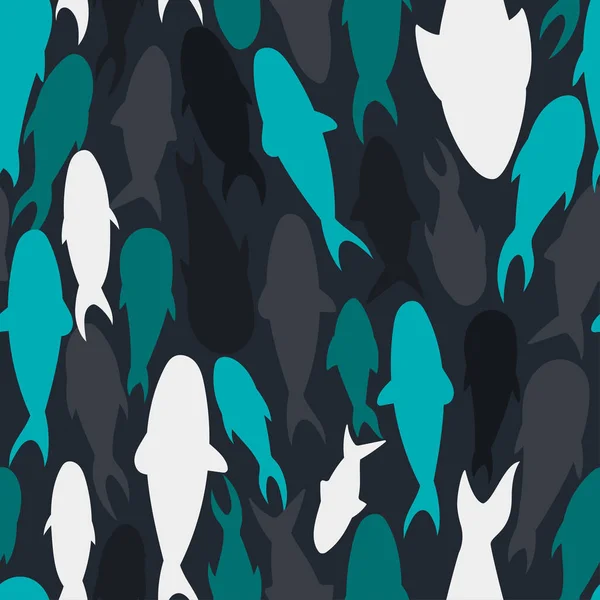 Fish Silhouettes Seamless Pattern Seamless Pattern School Fish Wallpapers Silhouettes — 스톡 벡터