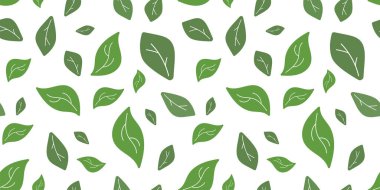 Yeşil yapraklı kusursuz desen. Çay yaprakları. kağıt, kapak, kumaş, iç dekorasyon ve diğer kullanıcılar için