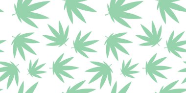 Soluk yeşil kenevir deseni beyaz arka planda pürüzsüz. Kart, baskı, tekstil ve arka plan için. Paketleme kozmetikleri için