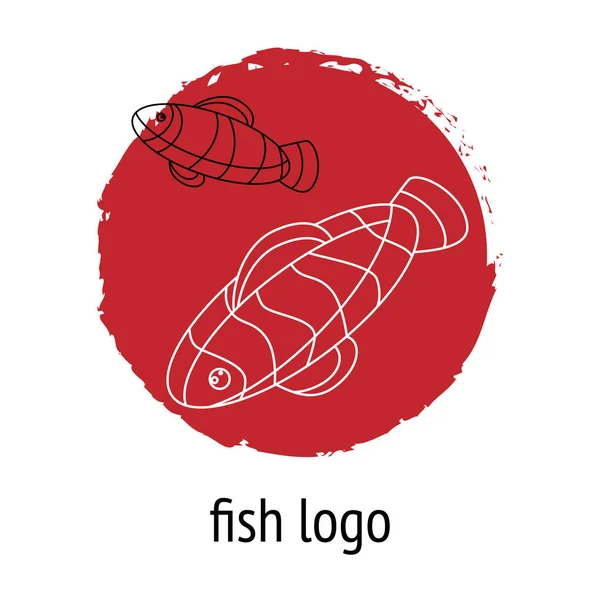 Logotipo Ilustração Com Peixes Lineares Fundo Abstrato Quilombola Círculo Maroon — Vetor de Stock