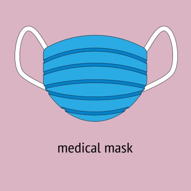 Mavi tıbbi yüz maskeli çizimler