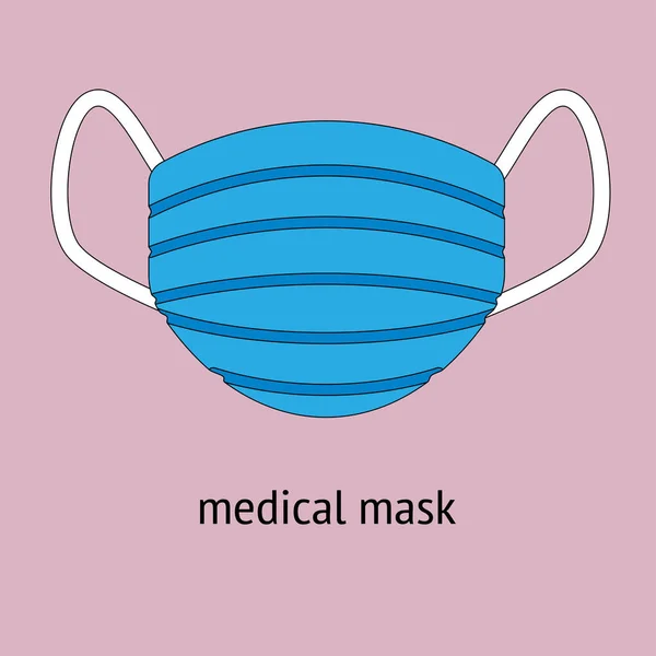 Illustrazione Con Maschera Medica Blu — Vettoriale Stock