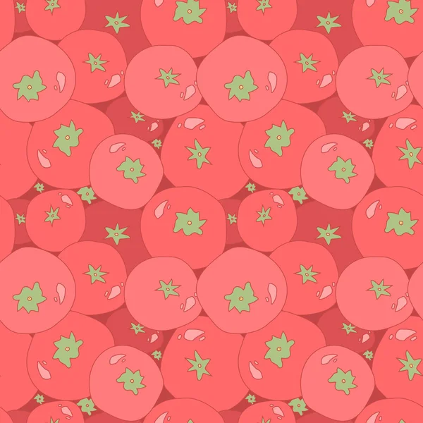 Nahtloses Muster Roter Kirschtomaten Mit Grünen Blättern Modernes Abstraktes Design — Stockvektor