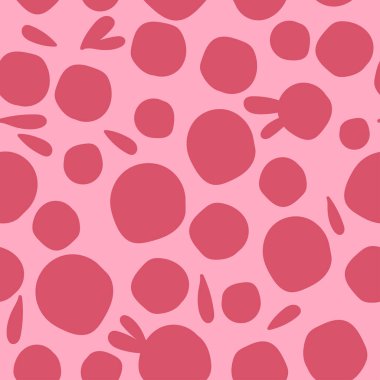 Pembe arka planda yaban mersini, yaban mersini ve yapraklı kusursuz desen. Ambalaj, kağıt, kapak, kumaş, iç dekorasyon için modern soyut tasarım