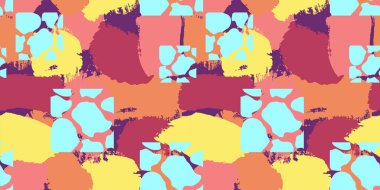 Soyut tropikal izi olan kusursuz bir desen. Moda el yapımı kumaşlar. Ambalaj, kağıt, kapak, kumaş, iç dekorasyon için modern soyut tasarım