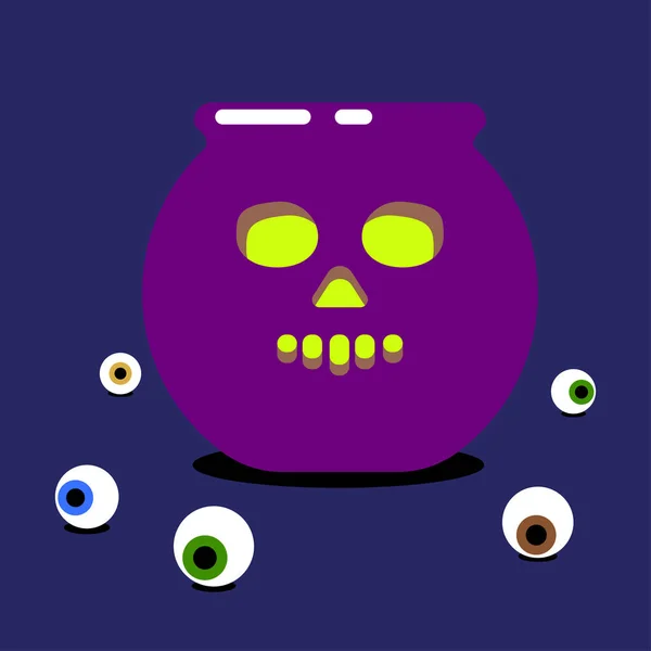 Illustration Halloween Decorative Pot Eyeballs Mystic Concept — Stock Vector