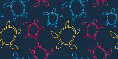 Gri arka planda doğrusal şekilli kusursuz kaplumbağa siluetleri. Ambalaj, kağıt, kapak, kumaş, iç dekorasyon için modern soyut tasarım