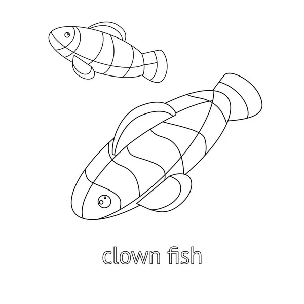 Modèle Pour Coloration Bébé Deux Poissons Clowns Nageant Sous Eau — Image vectorielle