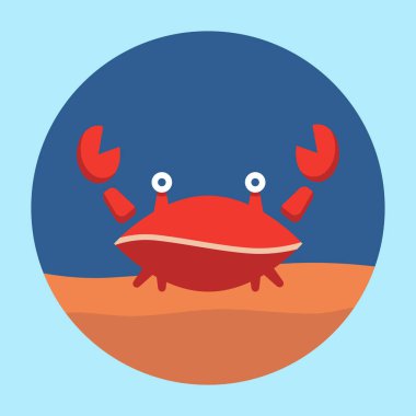 Deniz tabanında kırmızı yengeç olan renk çizimi. modern tasarım simgesi