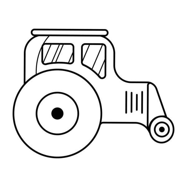 Соблазн Детского Окрашивания Иллюстрация Игрушечным Мультяшным Трактором Линейный Стиль — стоковый вектор