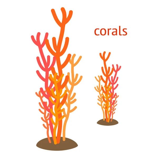 Illustration Mit Orangefarbenen Meereskorallen Zeichentrick Ikone Unter Wasser — Stockvektor